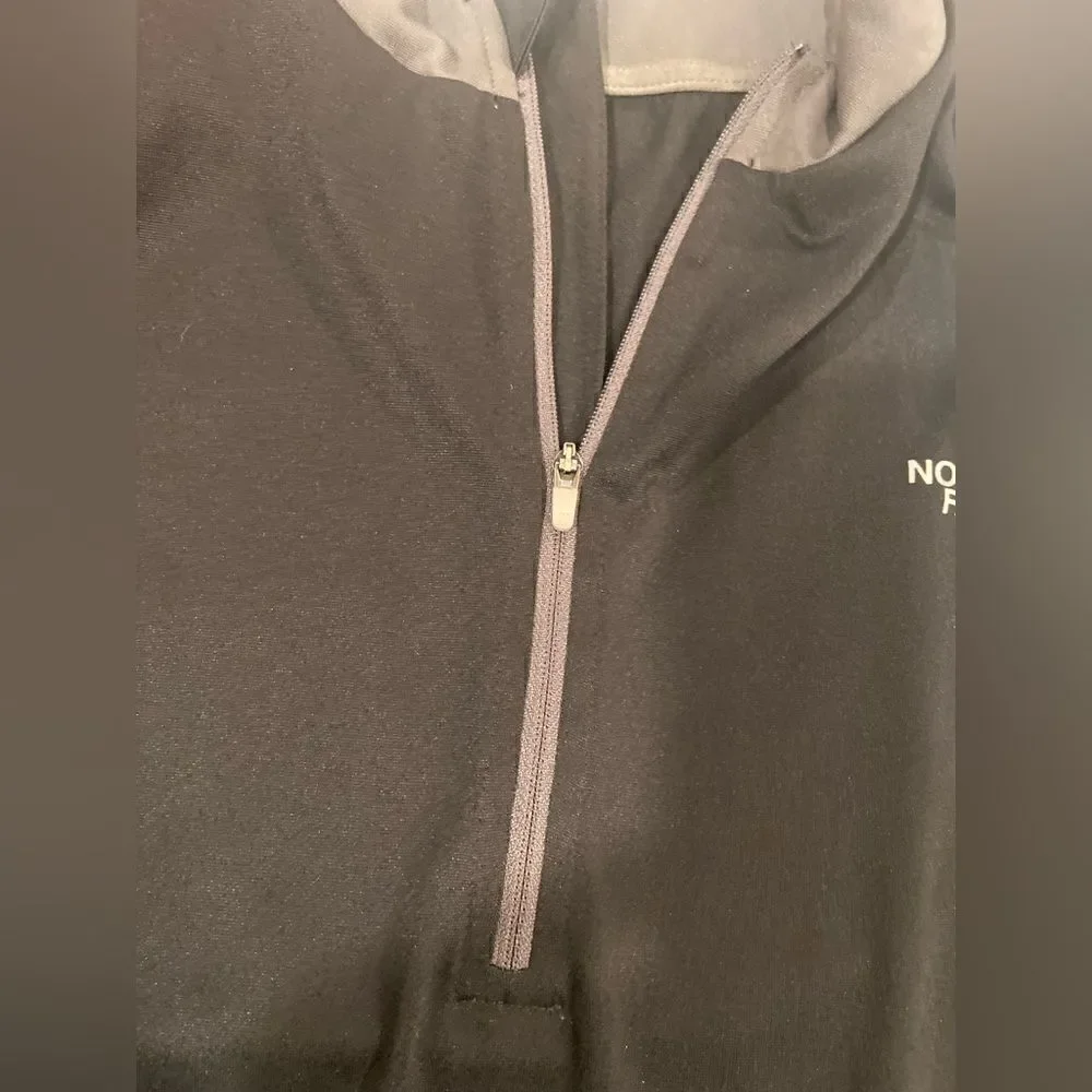The North Face Cycling 1/4 Zip Pullover Sz XL Vaporwick Black Gray Back Pocket
